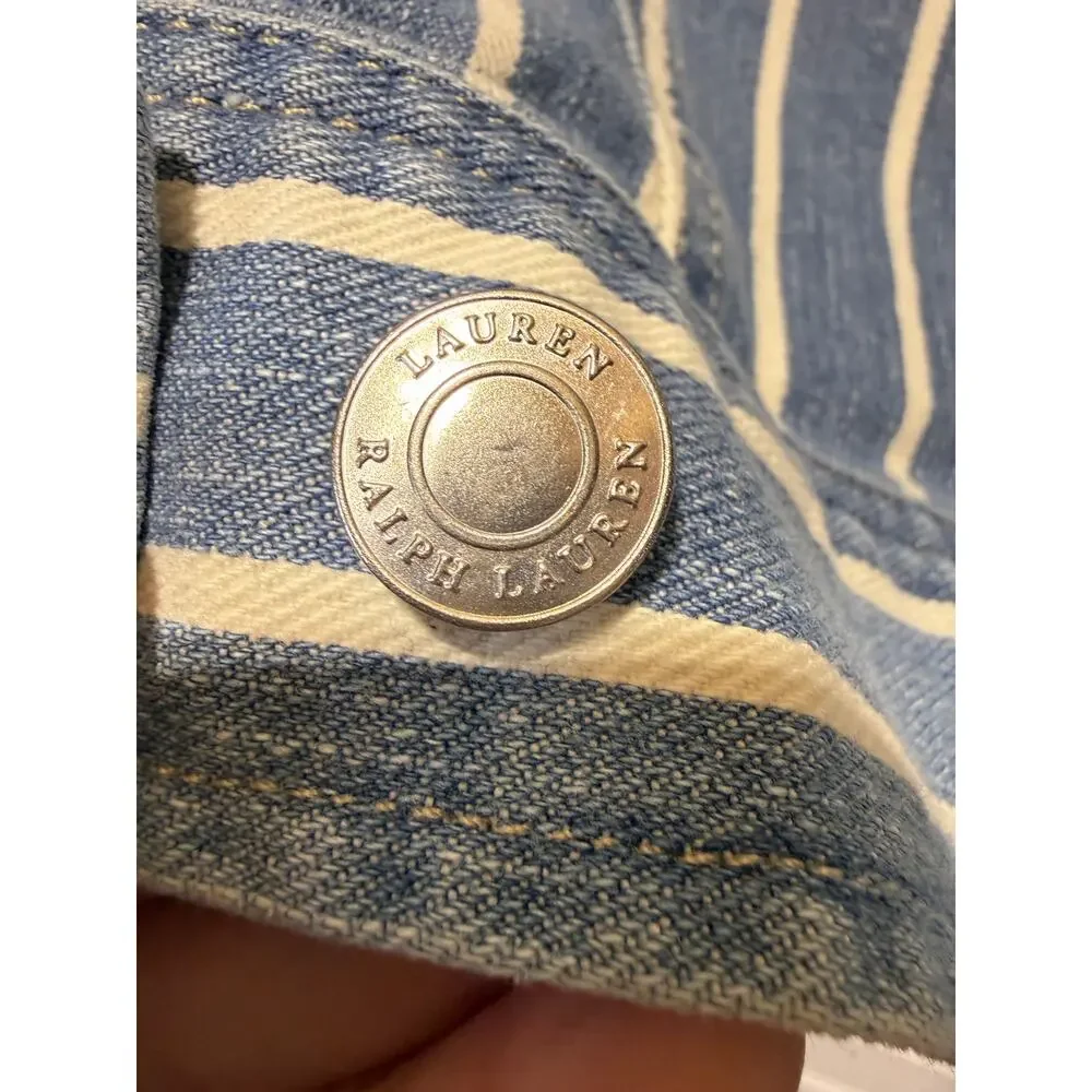 Lauren Ralph Lauren Denim Railroad Stripe Trucker Jacket Size S